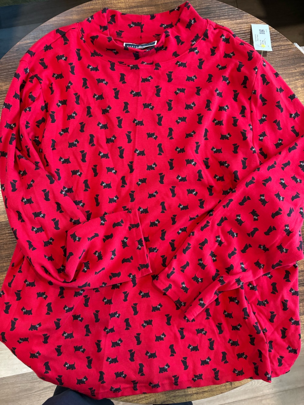 Karen Scott Red Kids Pajama Set with Black Dog Print